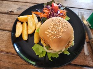 Chickpea burger at Good Burger in Pai