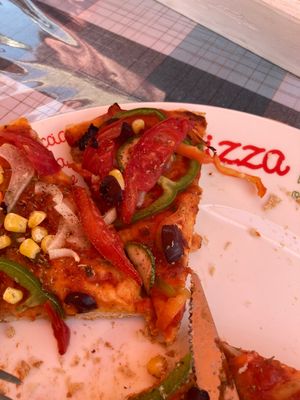 Vegan pizza, not on the menu, just ask. at Nick's Restaurant Bar in Kos