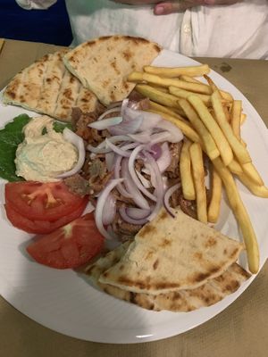 vegan gyros made out of chickpeas  at Mom's Kitchen in Kos