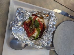 Baked vegan feta at Mom's Kitchen in Kos