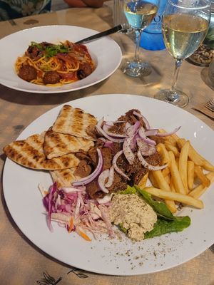 Gyros, Hummus, Pita & Potatoes at Mom's Kitchen in Kos