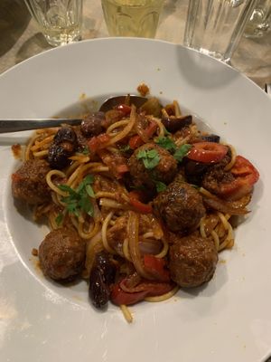 arrabiata with meatless balls  at Mom's Kitchen in Kos