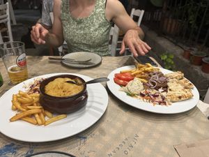 Mousaka and gyros  at Mom's Kitchen in Kos
