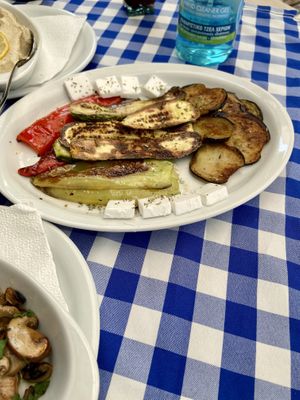 Grilled herby veg with fake feta  at Mom's Kitchen in Kos