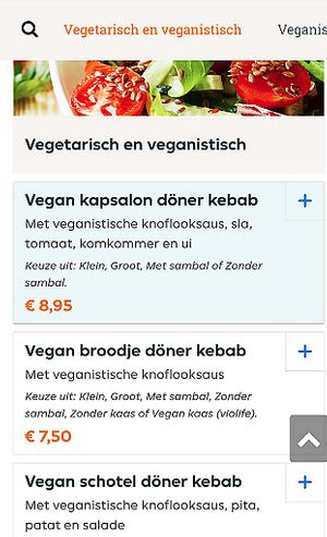 Choices on the menu at Mama in Zaandam