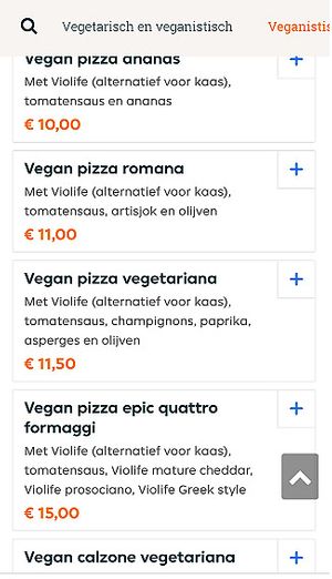 Choices on the menu at Mama in Zaandam