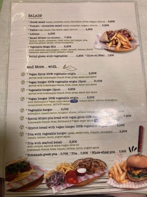 vegetarian/vegan menu side 2 (august 2021) at Mitato Grill in Nafplion