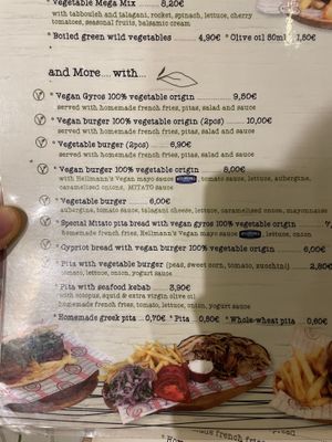 Veg menu in English 👍🏻 at Mitato Grill in Nafplion