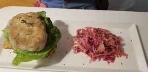 California burger & coleslaw at Lettuce Love Cafe in Burlington