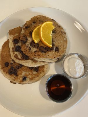 Chocolate Chip Pancakes   at Lettuce Love Cafe in Burlington