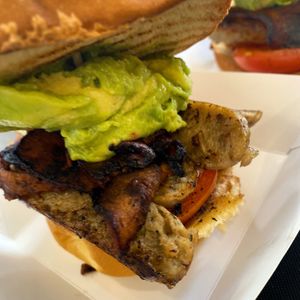 Our breakfast Bap now with added Cauliflower Hash Brown  at The Vegan Street Food Company in Worthing