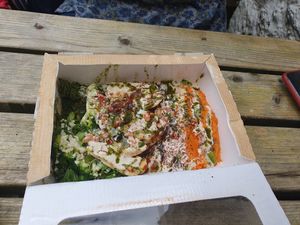 Sweet potato mash hot box at The Chic Pea in Falmouth