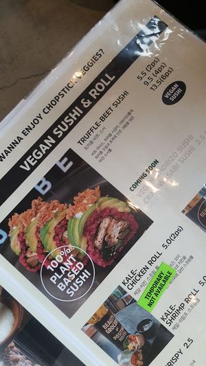 Menu (excerpt) at Beauty Grocery in Seoul