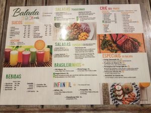 Menu at Balada Mix in Rio De Janeiro