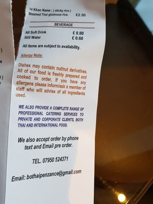 Menu page 3 at Bo Thai Takeaway in Penzance