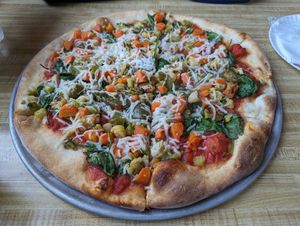 Vegan pizza with roasted veggies at Lehigh Pizza in Bethlehem