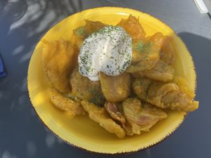 Pakora from potatoes with vegan mayonaise. at Boulevard 17 in Vlissingen