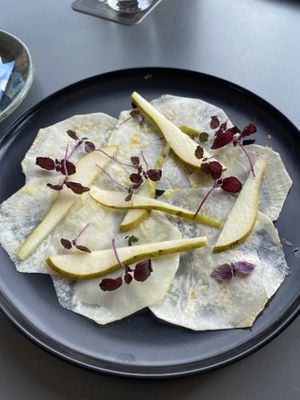 Carpaccio made of celeriac  at Boulevard 17 in Vlissingen
