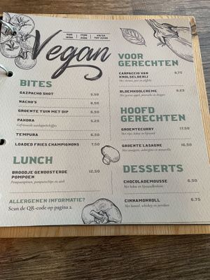 Vegan kaart at Boulevard 17 in Vlissingen