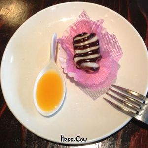 Black sugar roll with mung bean paste at Panz Veggie Restaurant in Vancouver