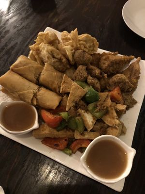 All in the Family appetizer platter at Panz Veggie Restaurant in Vancouver