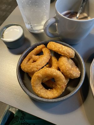 Onion rings  at Halifax Burgers in Koege
