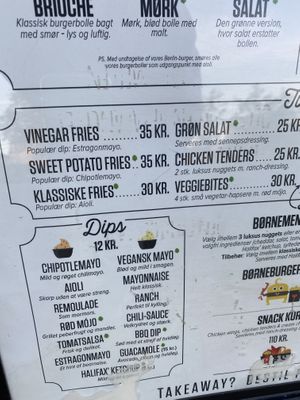 Normal fries and sweet potato fries are vegan and they have vegan mayo  at Halifax Burgers in Koege