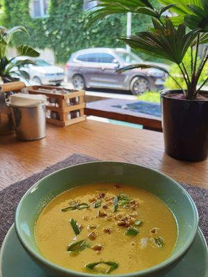 Corn soup at Nom Nom in Constanta