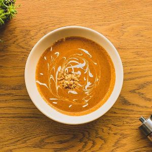 Romesco soup at Nom Nom in Constanta