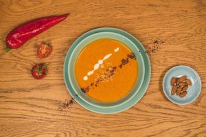 Romesco soup at Nom Nom in Constanta