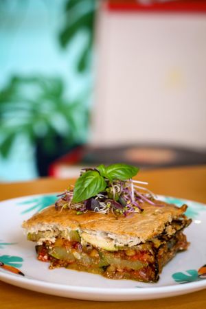 Vegan Moussaka at Nom Nom in Constanta