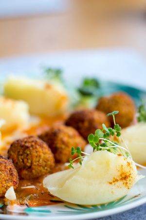 Vegan meatballs
 at Nom Nom in Constanta