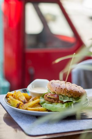 Veggie burger at Nom Nom in Constanta