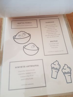 Menu at Casa da Fazenda in Passa Quatro