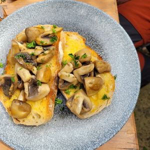 Mushroom on toast at The Larder in Brixham