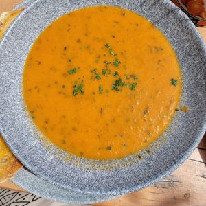 Roasted peppers soup at The Larder in Brixham