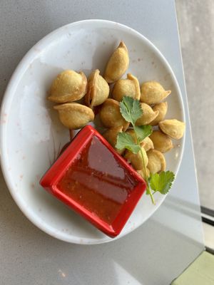 Bland fried wontons.  Better to skip   at Nan's Noodle House in Calgary