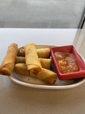 Spring rolls, tasty sauce   at Nan's Noodle House in Calgary