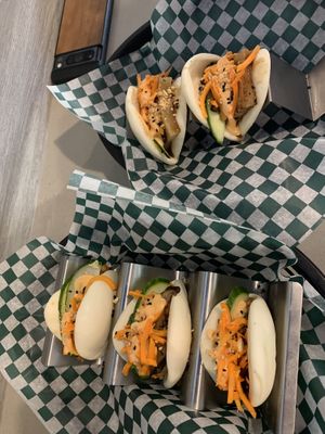 Bao vegan chicken & vegan pork belly  at Nan's Noodle House in Calgary