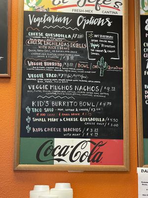 Menu- note vegan at El Jefe's Fresh-Mex Cantina in Lead
