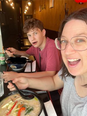 Vegan veggie ramen bowl with rice noodle  at Tokai Ramen in Moncton
