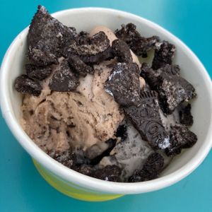 Not a cool Eishaus spaghetti ice cream sundae, but okay. Chocolate and cookies & cream with Oreos   at Eishaus in Covington