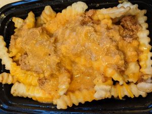 Chili cheesey fries at Veg-n in Okemos