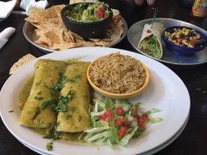 Enchiladas, taco with bean/corn salad, guacamole  at Taco Mamacita in Nashville