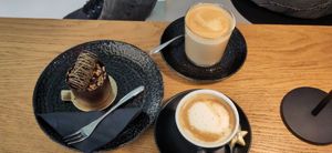 Tarte and two coffees at Cafe Kunsthalle in Tubingen