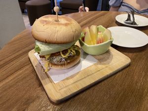 Chicken burger  at Plant Plan in Taichung