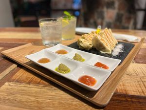 Vegan gyoza  at Champagne & Gyoza Bar in Osaka
