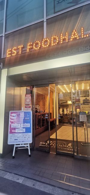 Food court entrance, turn left to find it at Champagne & Gyoza Bar in Osaka