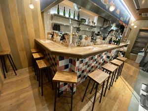 Counter 8 seats at Champagne & Gyoza Bar in Osaka