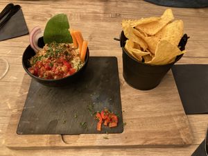 Tortilla chips and guacamole 🥑  at WoodFiredShack in Bangor